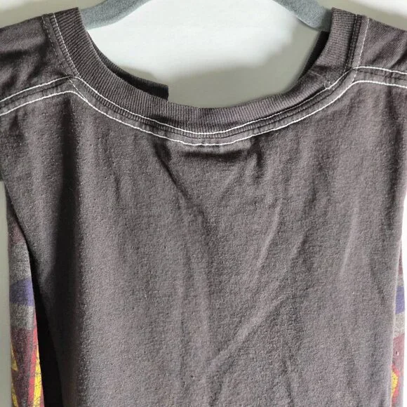 BOHO DIY Distressed Def Leppard Rock Shirt Upcycled Fringed Size SMALL (34-36) - Picture 6 of 10